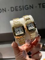Cartier Santos Gold Band Quartz Movement 26*36mm for Medium 21*28MM For Small Watch